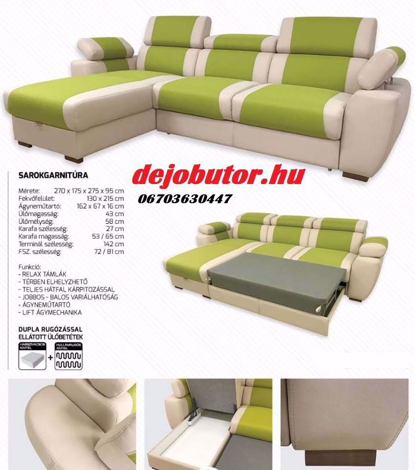 Maggic L sarok kanapé ülőgarnitúra jobbos vagy balos ágyazható 290x197cm ágyneműtartós átszerelhető