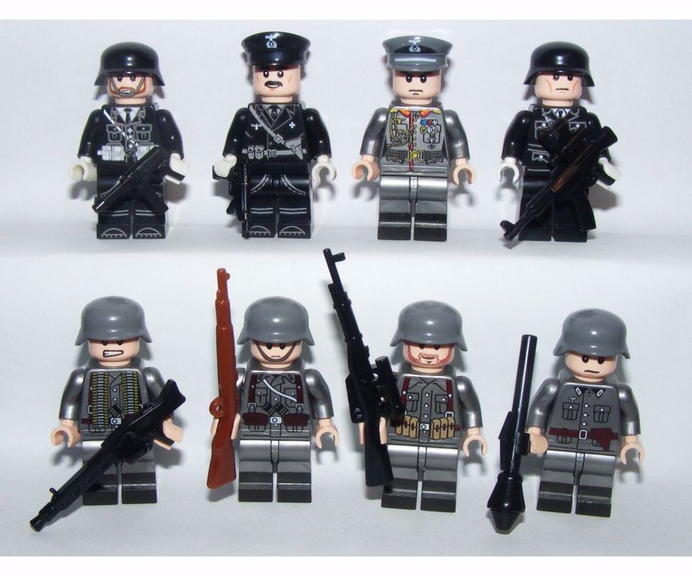 Lego 2. Világháborús katonák Német Waffen ss Tiszt Katona figura 8db