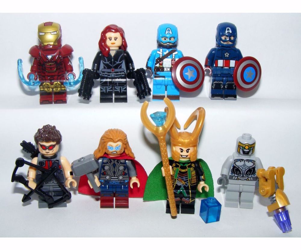 Lego Bosszúállók figurák Chituri Loki Thor Tesseract Amerika kapitány új