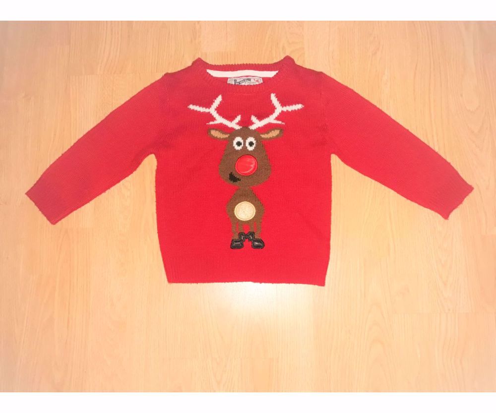 104 Rebel cuki elől-hátul rénszarvas kötött pulóver pulcsi 