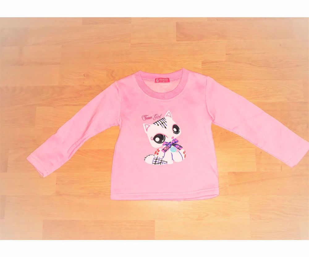 92 98 Újszerű cuki cicás rózsaszín pulóver pulcsi felső    