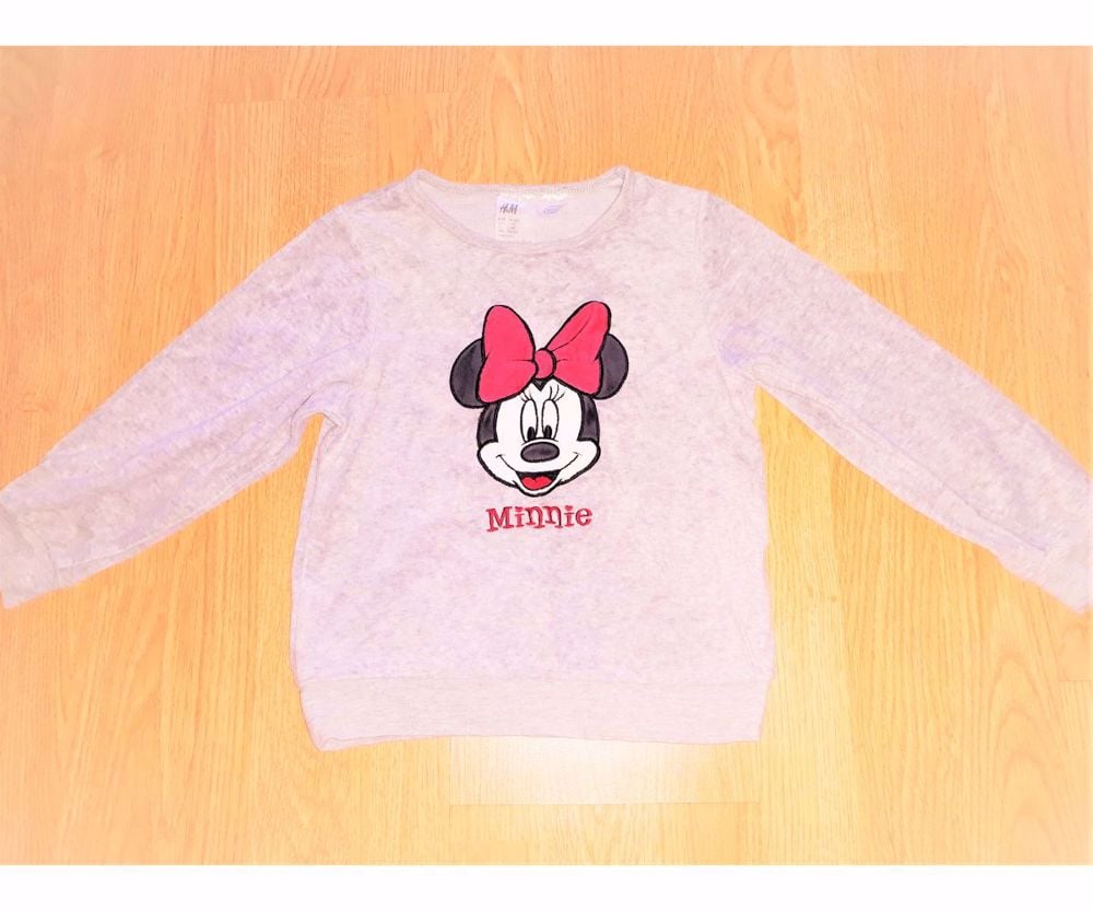 104 újszerű H&M cuki  Minnie egér mintás plüss pulóver póló felső