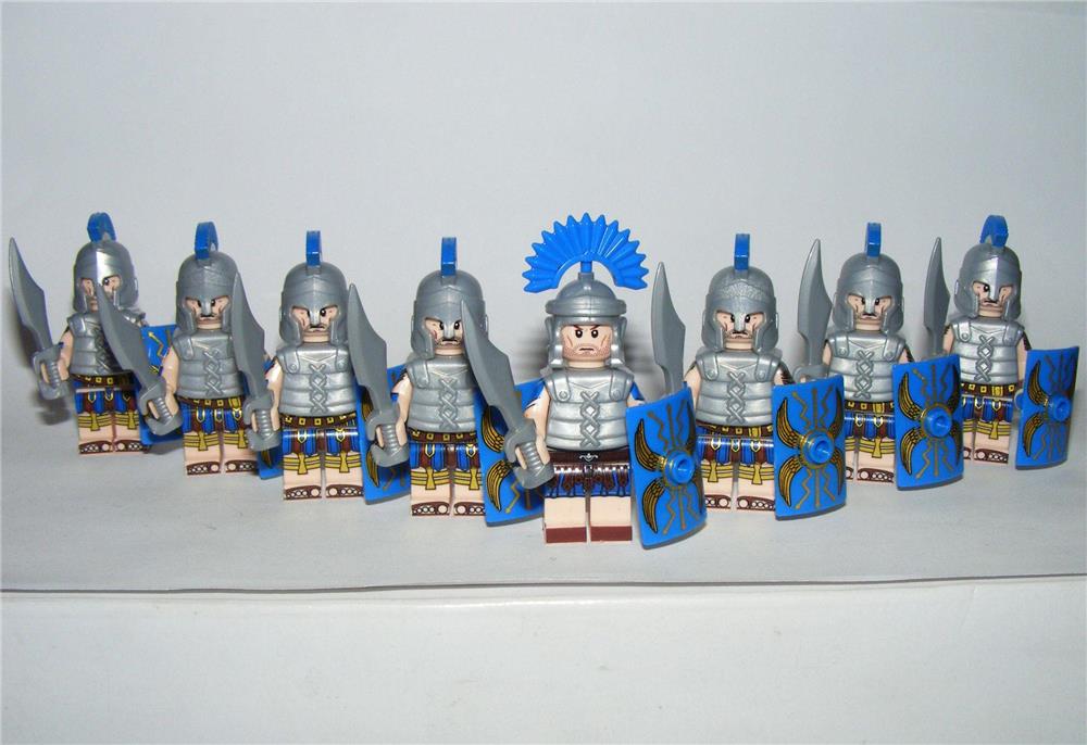 Lego Castle figurák Római katonák Tiszt +7 katona Brickarms pajzs kard új