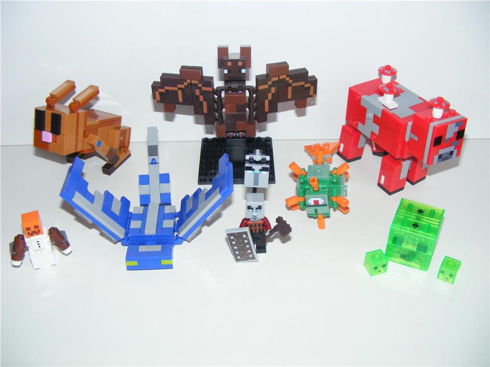 Lego Minecraft figurák Nyúl Denevér Gomba Tehén Slime kocka Delfin Guardian ÚJ