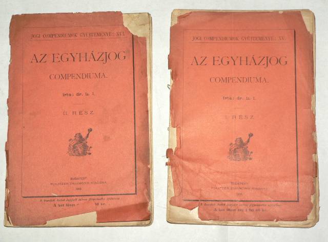 Dr. L.J.Jogi compendiumok gyűjteménye Az egyházjog compendiuma /könyv  Politzer Zsigmond kiadása 