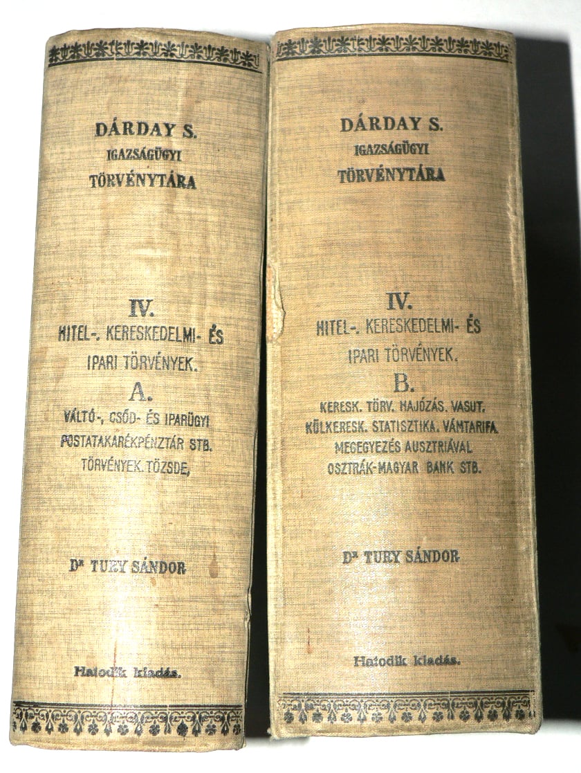 Dárday Sándor Igazságügyi törvénytára IV. A B kötet / könyv 1908 