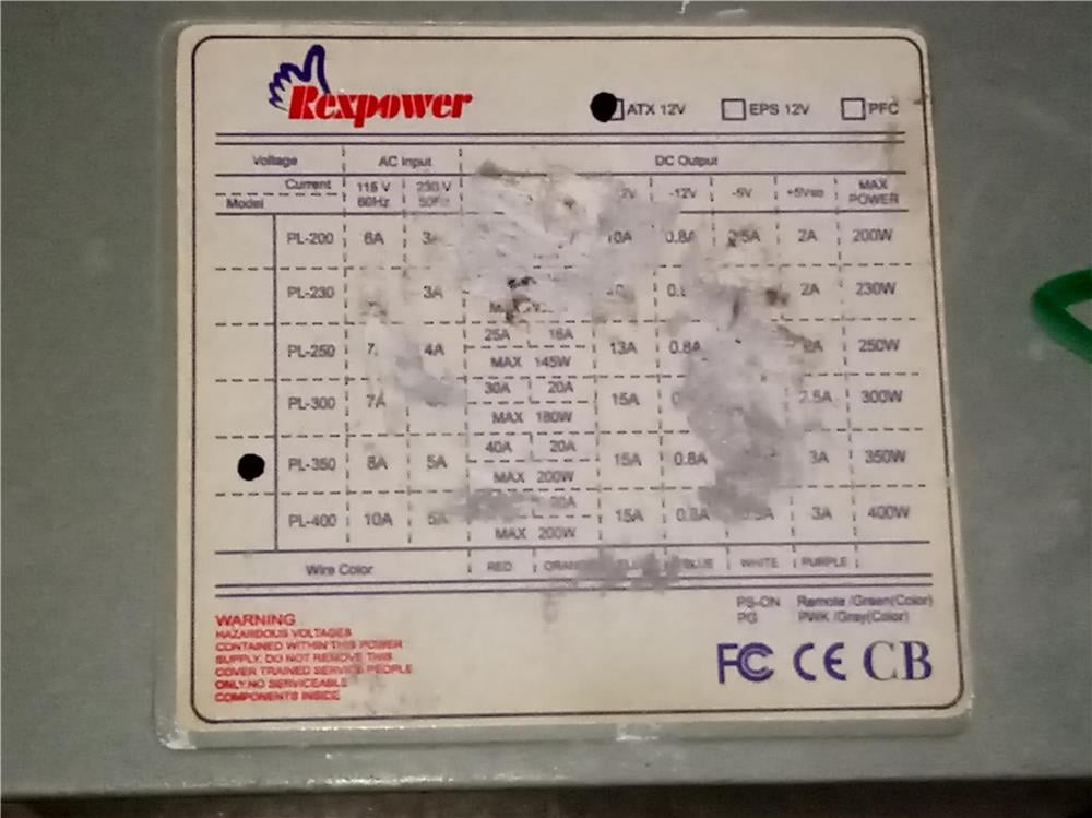 Rexpower PL-350 350W-os tápegység számítógépbe tesztelt, működő