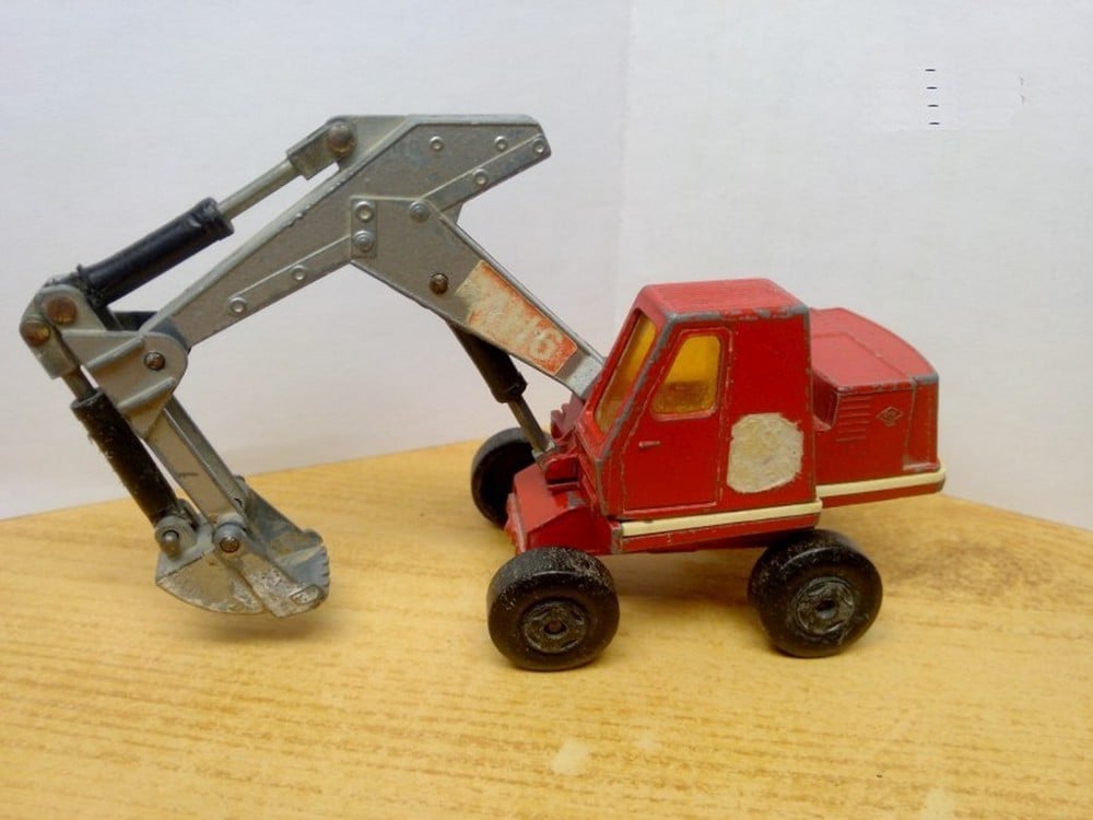 Lesney Matchbox Kingsize K-1 Hydraulic Excavator 1970, piros-ezüst eredeti jó állapotban