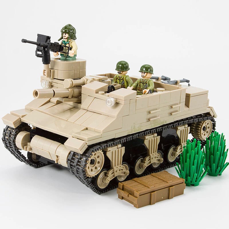 Lego 2. világháborús Amerikai US M7B1 Priest tank 700db 20x11x12cm + 3 katona ÚJ