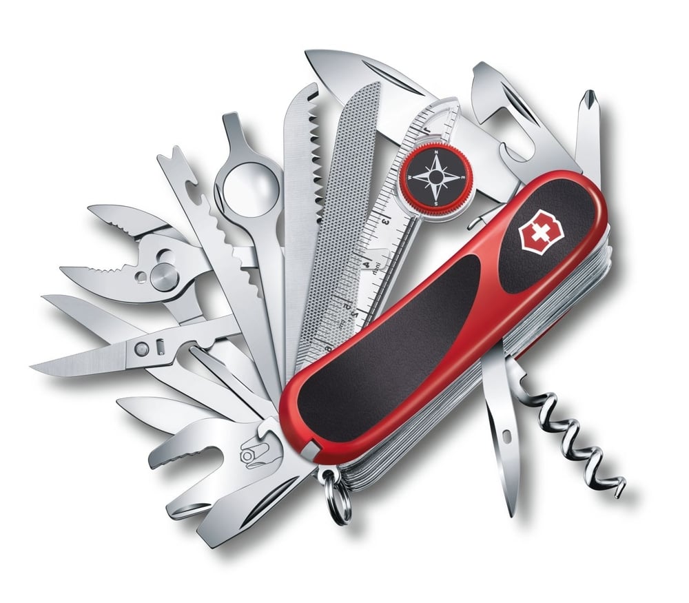 Victorinox Evogrip S54 Evolution Grip S54 Wenger piros-fekete 2.5393.SC, 32 funkciós svájci zsebkés