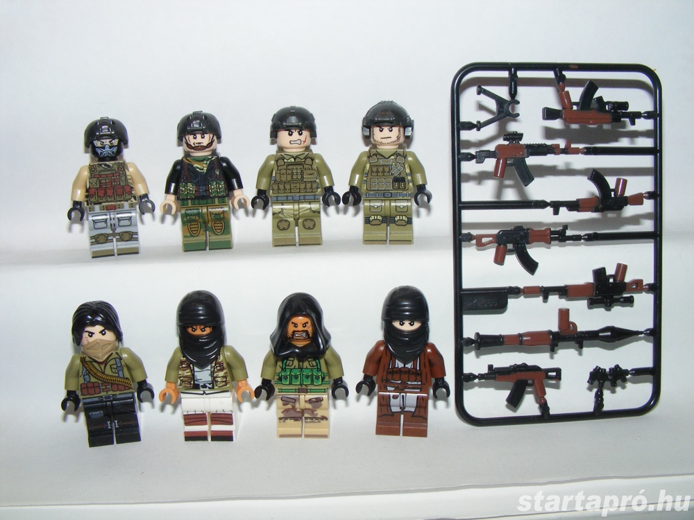 Lego Amerikai kommandós katonák USA katona vs Muszlim terrorista csapat 8db + fegyver ÚJ