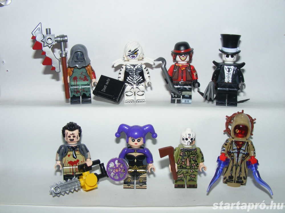 Lego Horror figurák Jason Bőrpofa Fiona Halál Hentes kaszás 8db figura ÚJ