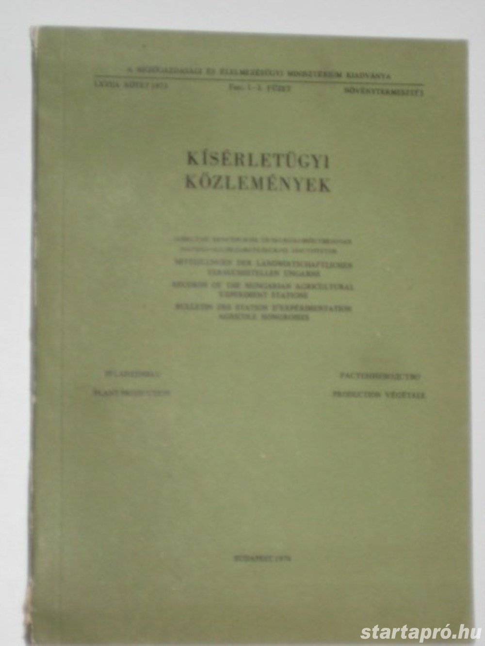 Kísérleti közlemények 1974