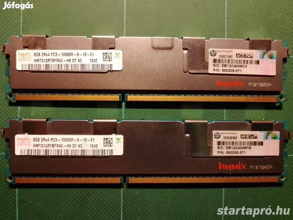 Szerver RAM DDR3 hynix 8gb 2rx4 pc3-10600r-9-10-e1 2db