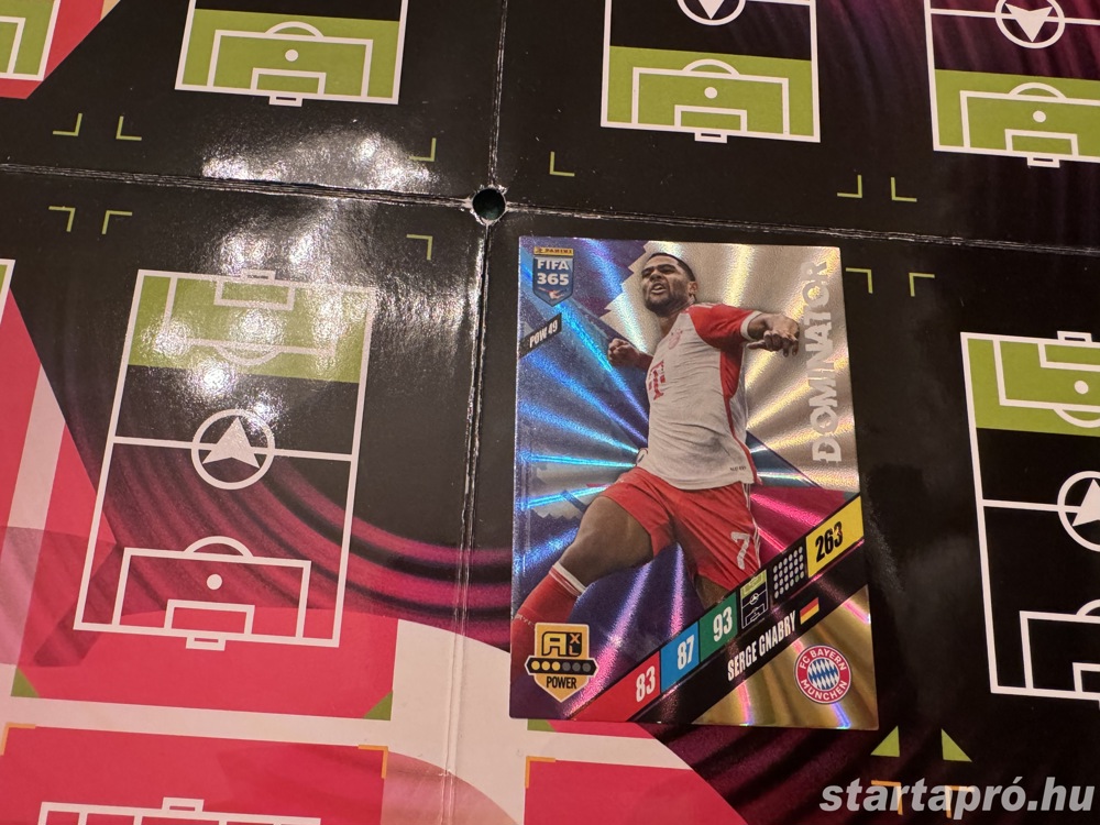 Serge Gnabry Power Magician focis kártya Panini FIFA 365 2024 Adrenaly