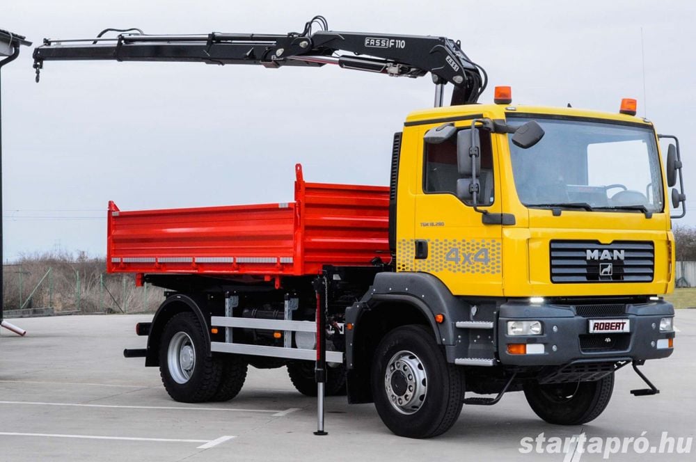 MAN TGM 18.280 - 4X4 Billenőplatós - Darugémes teherautó EURO 4