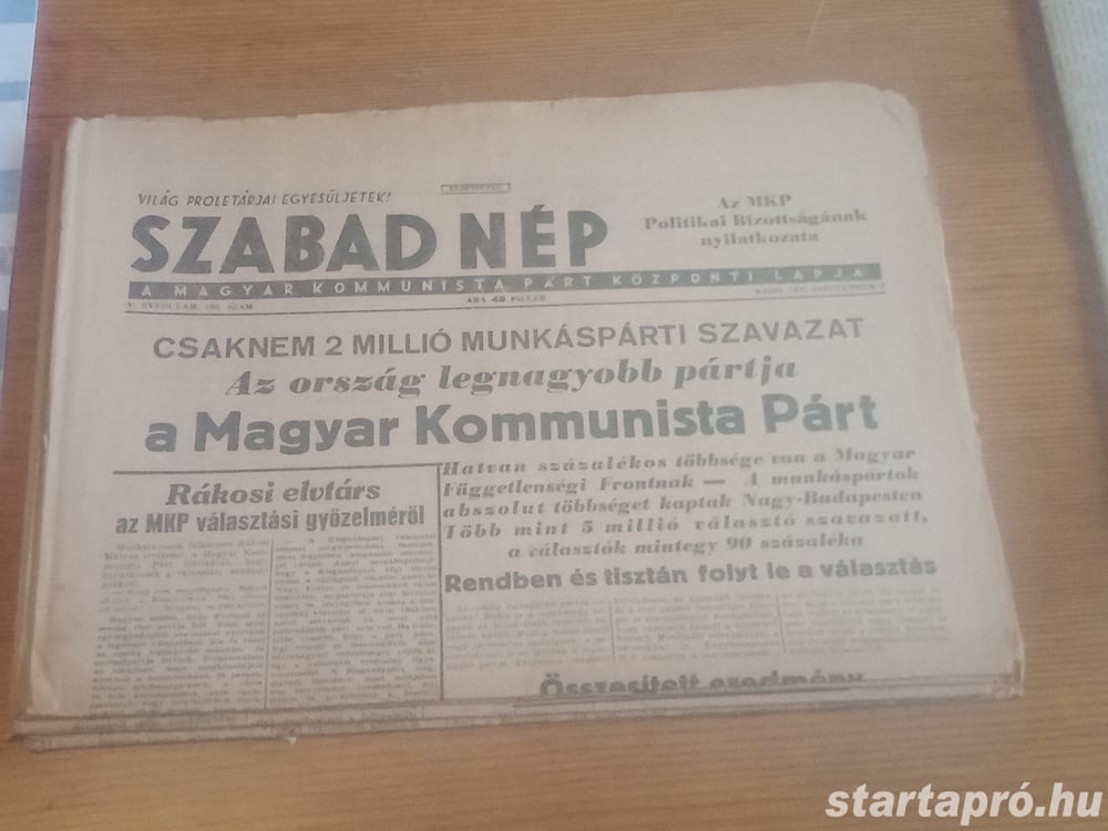 Szabad Nép 1947. szeptember 2 hagyatékból 3000ft óbuda Szabad Nép 1947. szeptember 2 használt, a kép