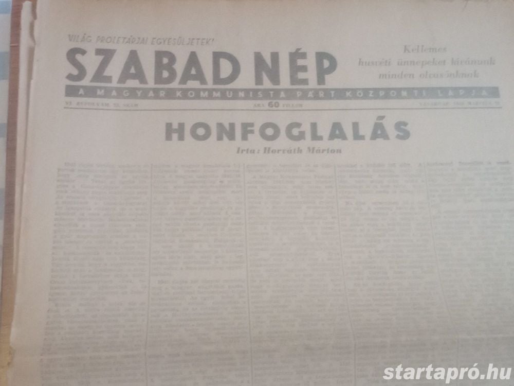 Szabad Nép 1948. március 28  hagyatékból 3000ft óbuda a képeken látható állapotban személyesen óbudá