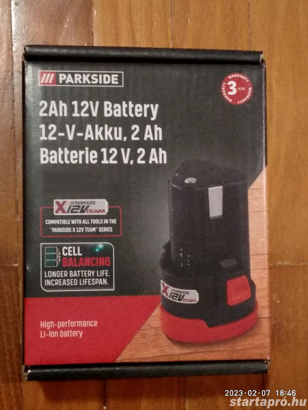 Parkside Papk12 A3 12 Volt 2 Ah lithium-ion akkumulátor új, bontatlan