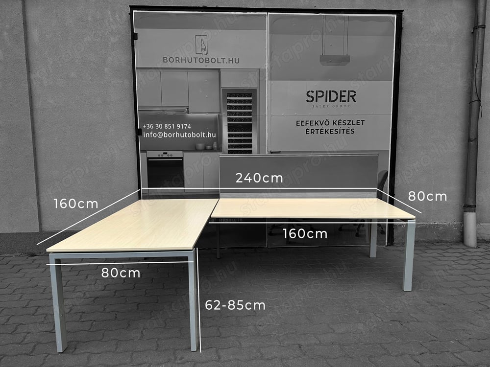 Bene sarokasztal, íróasztal asztali paravánnal - használt irodabútor