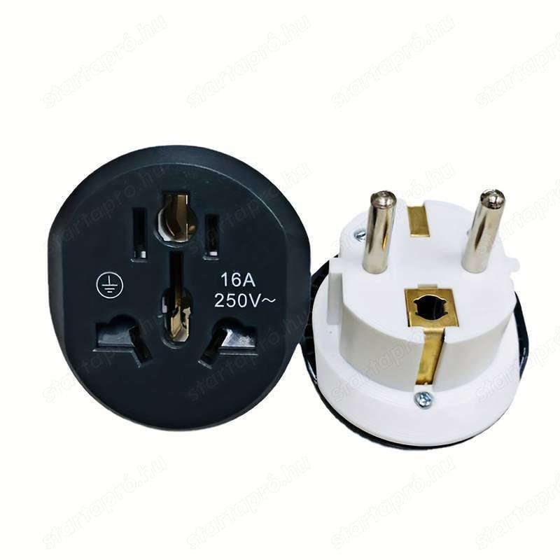 Univerzális 16A adapter európai dugótípushoz utazási adapter dugós adapter 2 tűs 4,8 mm-es AC fali e