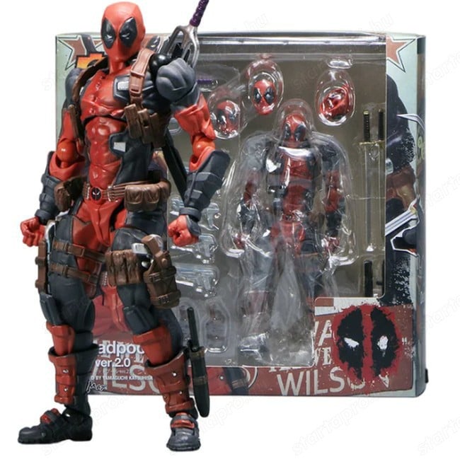 AMAZING YAMAGUCHI Deadpool 2.0 red variant figura teljes szett cserélhető fejek és fegyverek