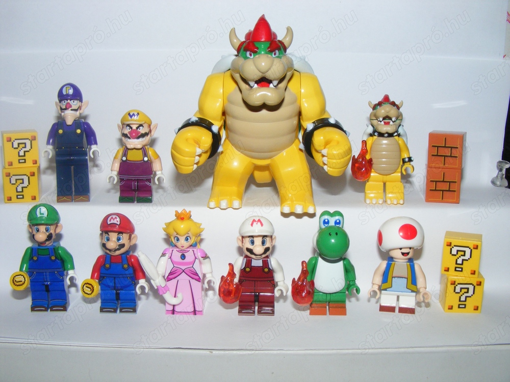 Lego Super Mario figurák Gomba Luigi Bowser Yoshi Princess Wario figura 10db ÚJ