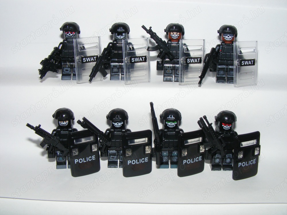 Lego SWAT Speciális Taktikai kommandós katonák 8db katona + pajzs ÚJ