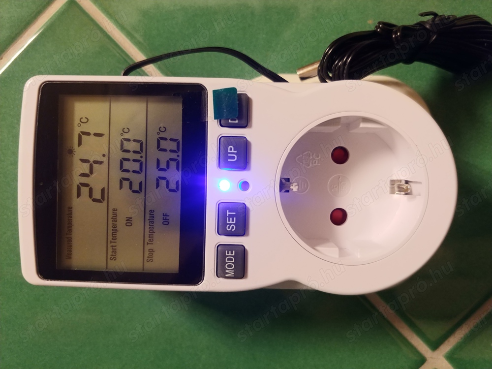 Hőfokszabályzó és időzítő kapcsoló AC 230 V - 40 + 120 C Konnektoros