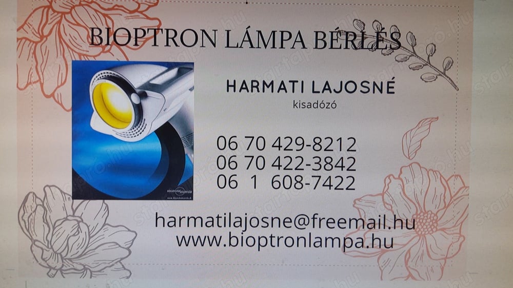 Bioptron lámpa kölcsönzés. 06 70 429-8212.