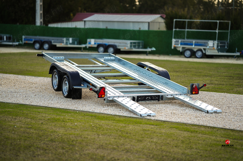 Új billenős autószállító utánfutó (4x2m - 2000kg) - akciósan bruttó 1.499.000 Ft
