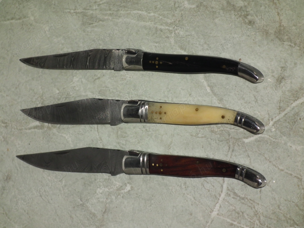 Laguiole stílusú handmade damaszk acél bicska zsebkés új