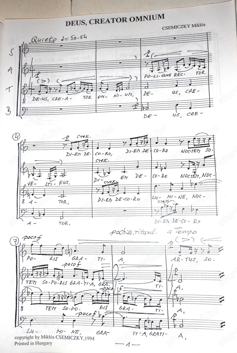 Új! Csemiczky kotta akcióban -vegyeskarra (30 db együtt)