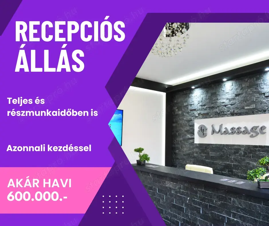 Recepciós állás Budapesten, belvárosi, igényes szalonban