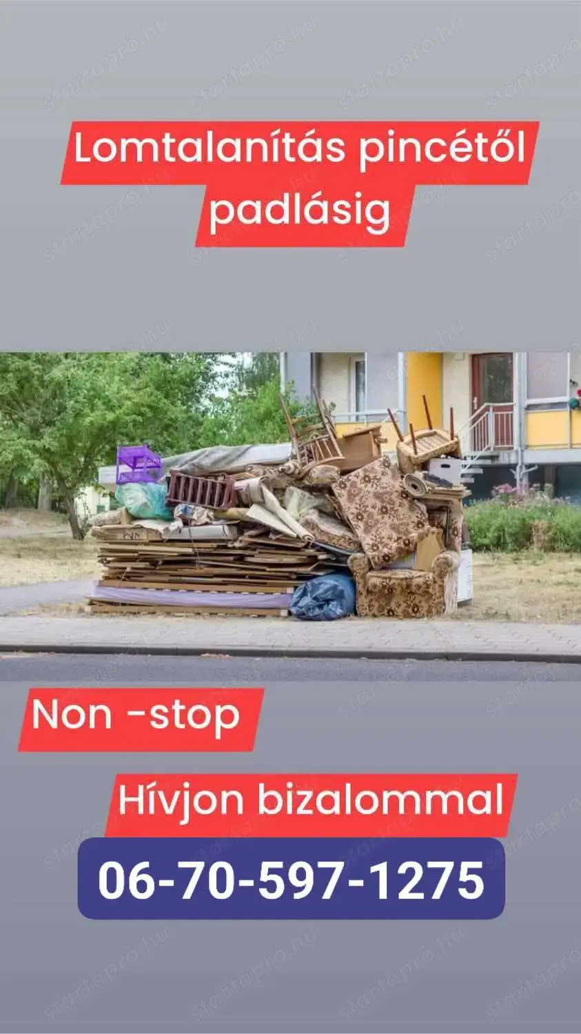 Lomtalanítás, költöztetés fuvarozás szállítmányozás tereprendezés ház kipakolás 