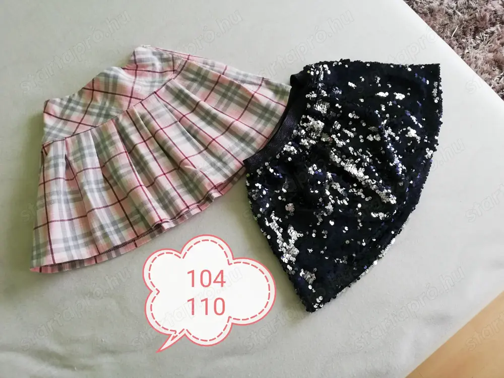 Gyerek lány 3 flitteres szoknya 104 110, 116-os, 1 új Benetton szövet szoknya 104-es