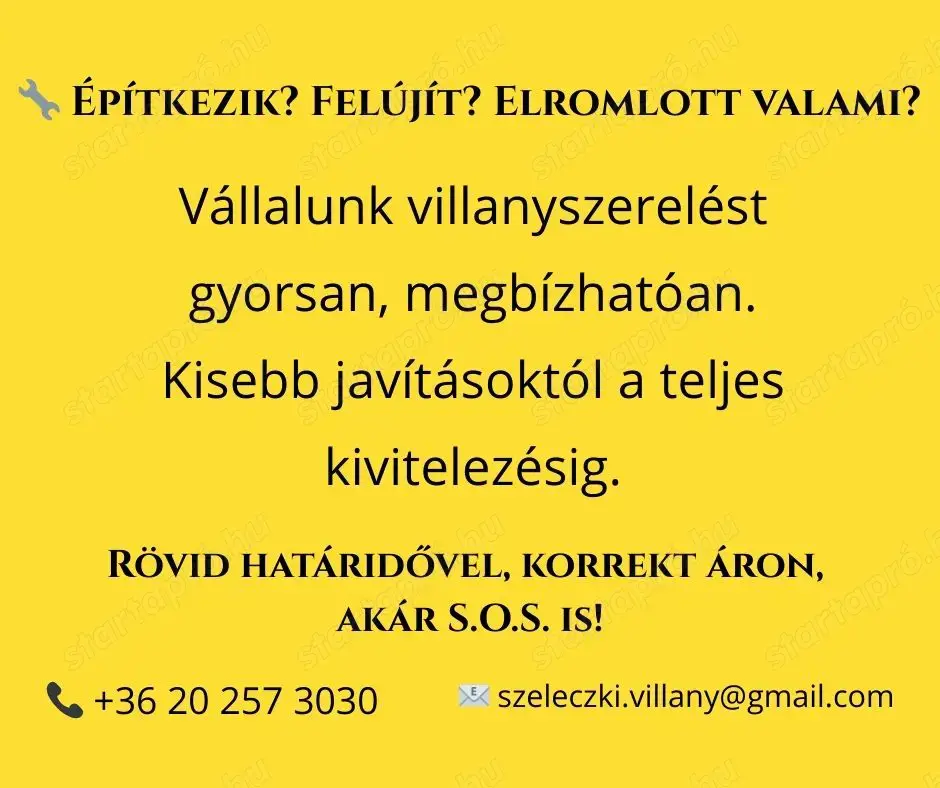 Villanyszerelést vállalunk