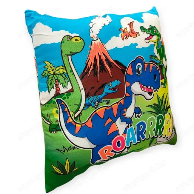 Zöld dinoszaurusz dekoratív párna gyerekeknek   30x30 cm