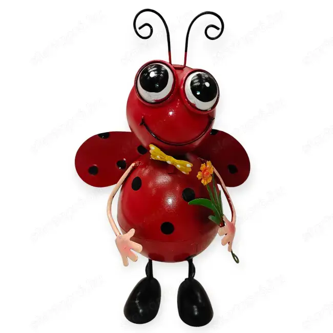 Leszúrható fém katicabogár kerti dekoráció mozgó figurával 20x12x30 cm