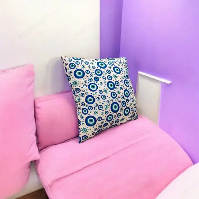 Díszpárna görög szem mintával   40x40 cm dekoratív párna otthonra