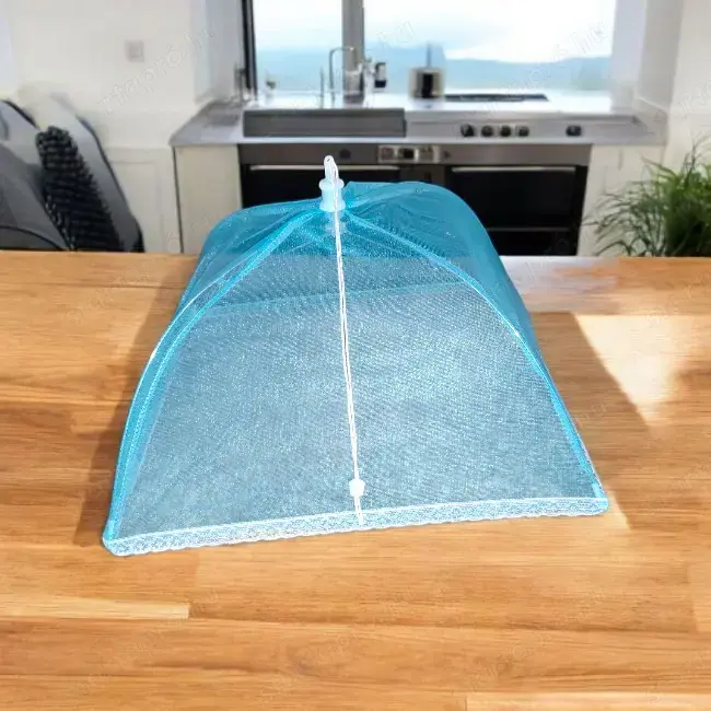 Kék csipkés ételtakaró háló 31x31x31 cm