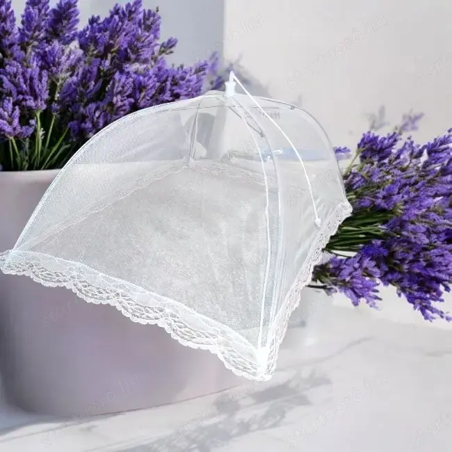 Fehér csipkés ételtakaró háló 60x40 cm