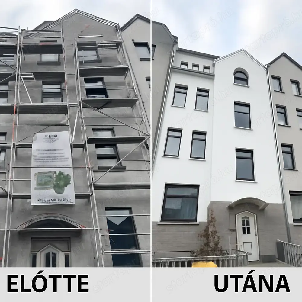 Homlokzatfelújítás vegyszermentes tisztítással és speciális bevonattal