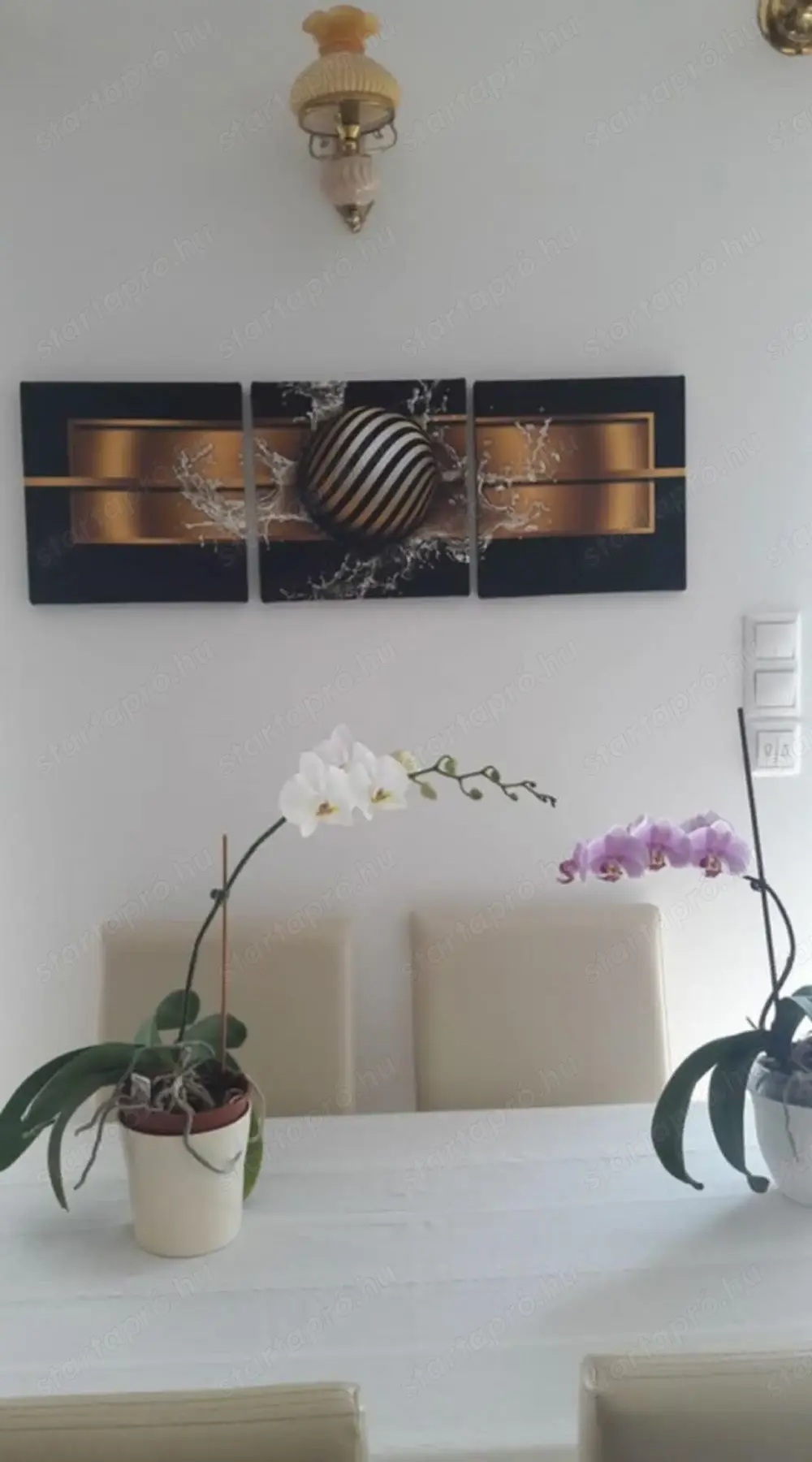 3 részes absztrakt arany-fekete vászonkép eladó