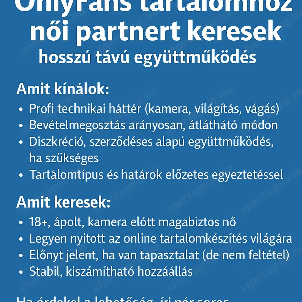 Stabil női partner keresése közös OnlyFans projekthez