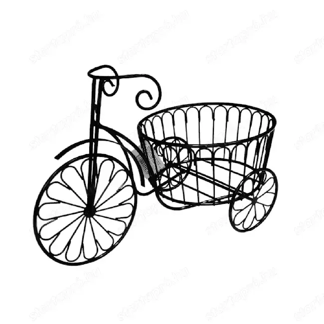 Kerti virágtartó bicikli fekete színben   35x18x22 cm, modern kültéri dísz