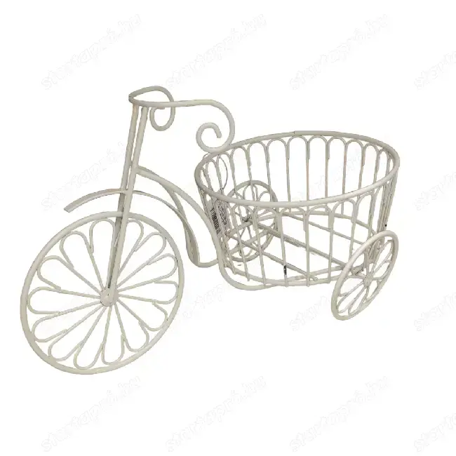 Kerti virágtartó bicikli bézs színben   35x18x22 cm, elegáns kültéri dísz