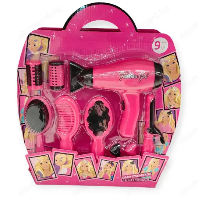 Lányos fodrász játékszett hajszárítóval és kiegészítőkkel