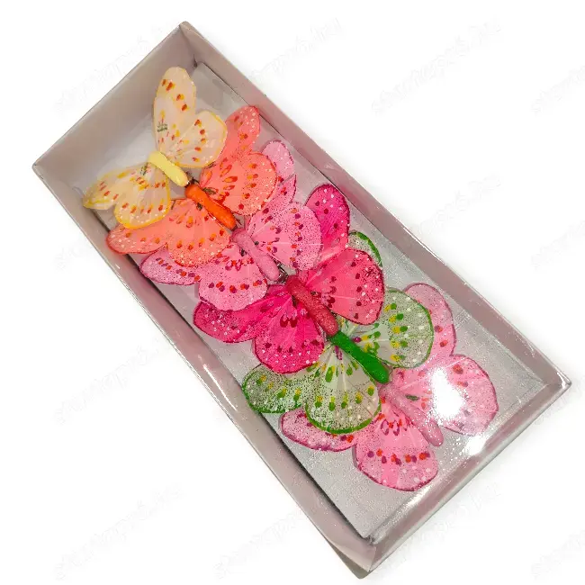 Lepke függönydísz   6 darabos készlet, fém és műanyag, 9x7 cm