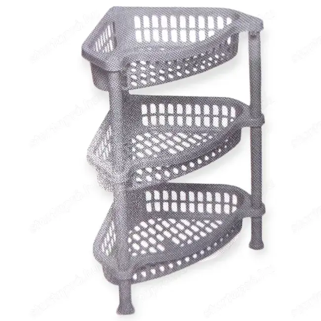 Konyhai sarokpolc   3 polcos, szürke műanyag, 37x27x54 cm